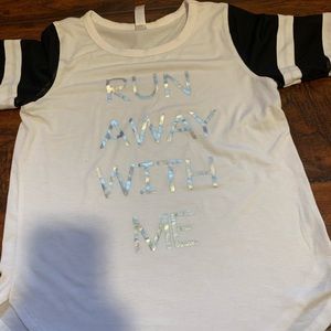 White and black exercise shirt